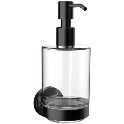 Distributeur de savon rond emco, partie en verre, satiné. Pompe en plastique Y