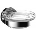 Porte-savon rond emco, partie en verre, satiné. chrome
