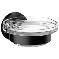Porte-savon rond emco, partie en verre, satiné. Noir