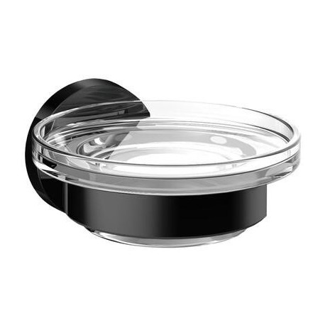 Porte-savon rond emco, partie en verre, satiné. Noir