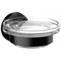 Porte-savon rond emco, partie en verre, satiné. Noir