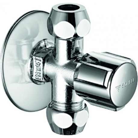 Robinet d'équerre COMFORT 1/2 pouce chrome avec 2 sorties 3/8 pouce SCHELL