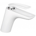 Balance mitigeur de lavabo chromée blanc sans vidage