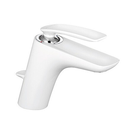 Balance mitigeur de lavabo chromée blanc