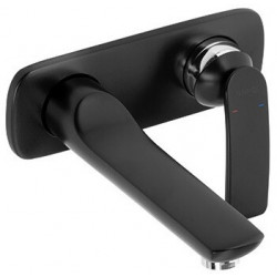 Balance mitigeur de lavabo mural à encastrer 2 trou s, 180 mm, noir mat chromée