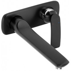 Balance mitigeur de lavabo mural à encastrer 2 trou s, 230 mm, noir mat chromée