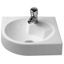 Lave-mains d'angle ARCHITEC sans trop pleinavec plage de robinettrie 635x540mm 1 trou de robinetterie blanc