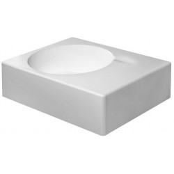 Lavabo universel SCOLA avec trop-plein, plage de robinetterie, vasque 615 x 460 mm à gauche, blanc DURAVIT