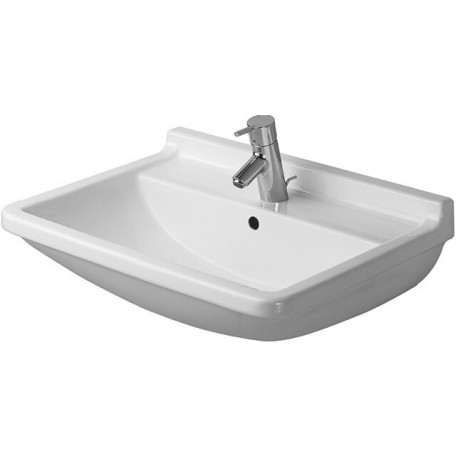 Lavabo Duravit STARCK 3avec trop plein plage de robinettrie 1 trou de robinetterie 650x485mm blanc