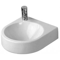Lave-mains Duravit ARCHITEC sans trop pleinavec plage de robinettrie 360x380mm 1 trou de robinetterie li we