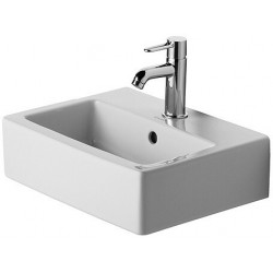 Lave-mains Duravit VEROavec trop plein plage de robinettrie 450x350mm 1 trou de robinetterie blanc