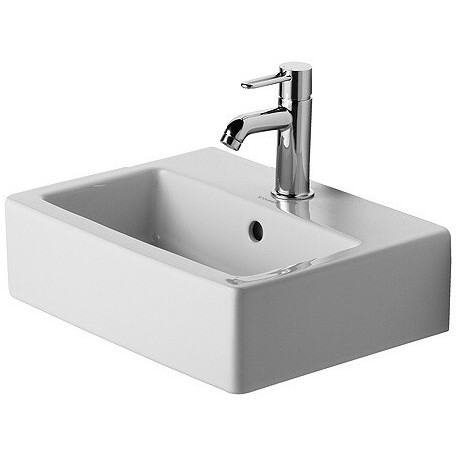Lave-mains Duravit VEROavec trop plein plage de robinettrie 450x350mm 1 trou de robinetterie blanc