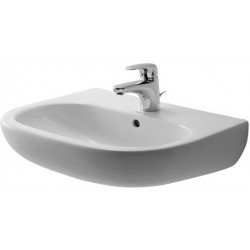 Lavabo D-CODE avec trop-plein, plage de robinetterie, 1 trou pour robinetterie 650 x 500 mm blanc