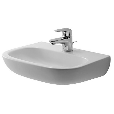 Lave-mains Duravit D-CODE MED sans trop pleinavec plage de robinettrie 450x340mm sans trou de robinetterie blanc