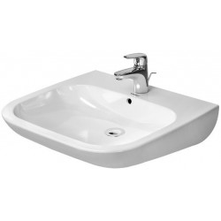 Lavabo Duravit D-CODE VITALavec trop plein plage de robinettrie 600x550mm 1 trou de robinetterie blanc