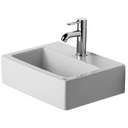 Lave-mains Duravit VERO MED sans trop pleinavec plage de robinettrie 450x350mm 1 trou de robinetterie blanc