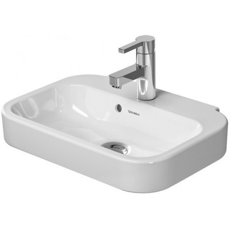 Lave-mains Duravit HAPPY D.2avec trop plein plage de robinettrie 500x360mm 1 trou de robinetterie blanc