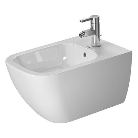 Bidet mural HAPPY D.2avec trop plein plage de robinettrie 355x540mm 1 trou de robinetterie blanc