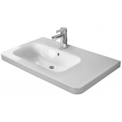 Lavabo meuble Duravit DURASTYLE vasque gaucheavec trop plein plage de robinettrie 800x480mm 1 trou de robinetterie blanc