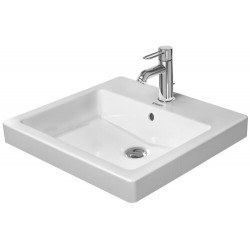 Lavabo à encastrer DURAVIT VEROavec trop plein plage de robinettrie 500x465mm 1 trou de robinetterie blanc