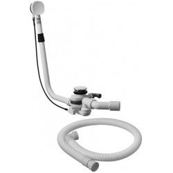 Ensemble vidage / trop-plein QUADROVALavec arrivée au sol, tuyau flexible, chromée long DURAVIT