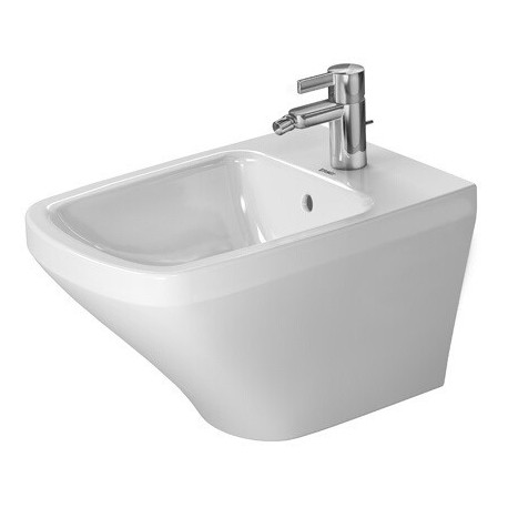Bidet mural DURASTYLEavec trop plein plage de robinettrie 370x540mm 1 trou de robinetterie blanc