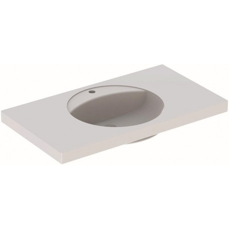Lavabo Geberit Preciosaavec plage de dépose, 100x55cm, troude robinetterie au centre, sans trop-plein, Blanc