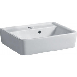 Lave-mains Geberit Renova Plan, Blanc, 50x17x38cm, trou de robinetterie au centre