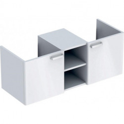 Meuble bas Lavabo RENOVA PLAN 2 Tü 2 Einlegeböden Ko blanc Fr blanc brillant