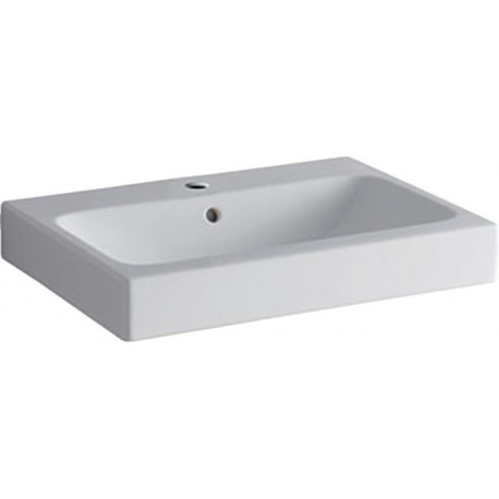 Lavabo Geberit iCon, 60x48.5cm, trou de robinetterie au centre, Blanc