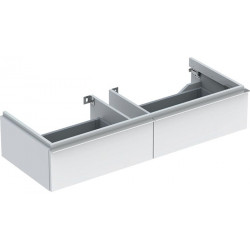 Meuble bas pour lavabo Geberit iConavec une largeur à partir de 120 cm,avec deux tiroirs: Largeur 119cm, Hauteur 24cm, Profondeur 47.7cm, Blanc / Laqué ultra-brillant