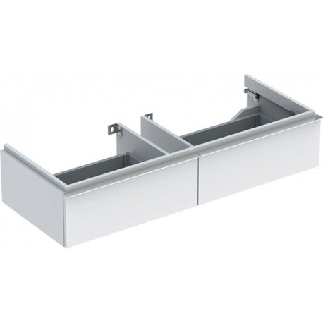 Meuble bas pour lavabo Geberit iConavec une largeur à partir de 120 cm,avec deux tiroirs: Largeur 119cm, Hauteur 24cm, Profondeur 47.7cm, Blanc / Laqué ultra-brillant