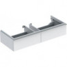 Meuble bas pour lavabo Geberit iConavec une largeur à partir de 120 cm,avec deux tiroirs: Largeur 119cm, Hauteur 24cm, Profondeur 47.7cm, Blanc / Laqué ultra-brillant