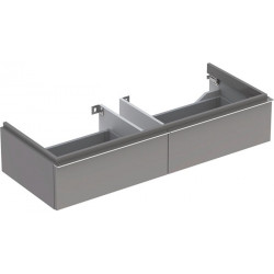 Meuble bas pour lavabo Geberit iConavec une largeur à partir de 120 cm,avec deux tiroirs: Largeur 119cm, Hauteur 24cm, Profondeur 47.7cm, Platine / Laqué ultra-brillant
