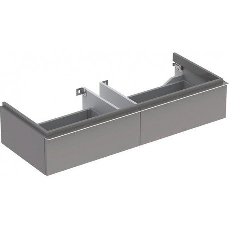 Meuble bas pour lavabo Geberit iConavec une largeur à partir de 120 cm,avec deux tiroirs: Largeur 119cm, Hauteur 24cm, Profondeur 47.7cm, Platine / Laqué ultra-brillant