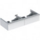 Meuble bas Geberit iCon pour lavabo double,avec deux tiroirs: Largeur 119cm, Hauteur 24cm, Profondeur 47.7cm, Blanc / Laqué ultra-brillant