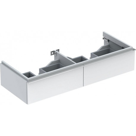 Meuble bas Geberit iCon pour lavabo double,avec deux tiroirs: Largeur 119cm, Hauteur 24cm, Profondeur 47.7cm, Blanc / Laqué ultra-brillant