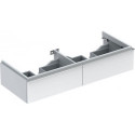 Meuble bas Geberit iCon pour lavabo double,avec deux tiroirs: Largeur 119cm, Hauteur 24cm, Profondeur 47.7cm, Blanc / Laqué ultra-brillant