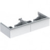 Meuble bas Geberit iCon pour lavabo double,avec deux tiroirs: Largeur 119cm, Hauteur 24cm, Profondeur 47.7cm, Blanc / Laqué ultra-brillant