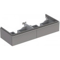 Meuble bas Geberit iCon pour lavabo double,avec deux tiroirs: Largeur 119cm, Hauteur 24cm, Profondeur 47.7cm, Platine / Laqué ultra-brillant