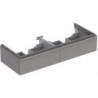 Meuble bas Geberit iCon pour lavabo double,avec deux tiroirs: Largeur 119cm, Hauteur 24cm, Profondeur 47.7cm, Platine / Laqué ultra-brillant
