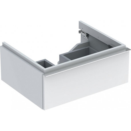 Meuble bas pour lavabo Geberit iCon, avec un tiroir: Largeur 59.5cm, Hauteur 24cm, Profondeur 47.7cm, Blanc / Laqué ultra-brillant