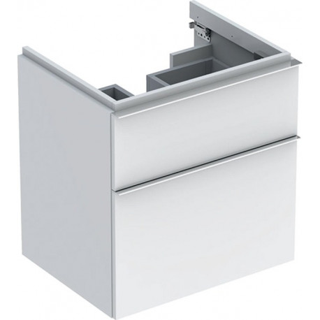 Meuble bas pour lavabo Geberit iCon,avec deux tiroirs: Largeur 59.5cm, Hauteur 62cm, Profondeur 47.7cm, Blanc / Laqué ultra-brillant
