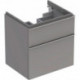 Meuble bas pour lavabo Geberit iCon,avec deux tiroirs: Largeur 59.5cm, Hauteur 62cm, Profondeur 47.7cm, Platine / Laqué ultra-brillant