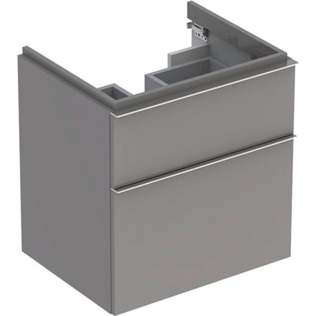 Meuble bas pour lavabo Geberit iCon,avec deux tiroirs: Largeur 59.5cm, Hauteur 62cm, Profondeur 47.7cm, Platine / Laqué ultra-brillant
