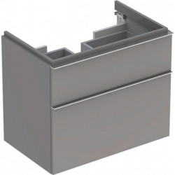 Meuble bas pour lavabo Geberit iCon,avec deux tiroirs: Largeur 74cm, Hauteur 62cm, Profondeur 47.7cm, Platine / Laqué ultra-brillant