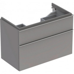 Meuble bas pour lavabo Geberit iCon,avec deux tiroirs: Largeur 89cm, Hauteur 62cm, Profondeur 47.7cm, Platine / Laqué ultra-brillant