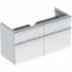 Meuble bas pour lavabo Geberit iConavec une largeur à partir de 120 cm,avec quatre tiroirs: Largeur 119cm, Hauteur 62cm, Profondeur 47.7cm, Blanc / Laqué ultra-brillant