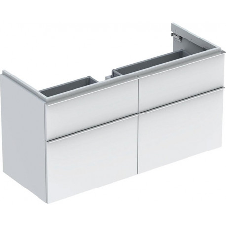 Meuble bas pour lavabo Geberit iConavec une largeur à partir de 120 cm,avec quatre tiroirs: Largeur 119cm, Hauteur 62cm, Profondeur 47.7cm, Blanc / Laqué ultra-brillant