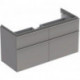 Meuble bas pour lavabo Geberit iConavec une largeur à partir de 120 cm,avec quatre tiroirs: Largeur 119cm, Hauteur 62cm, Profondeur 47.7cm, Platine / Laqué ultra-brillant
